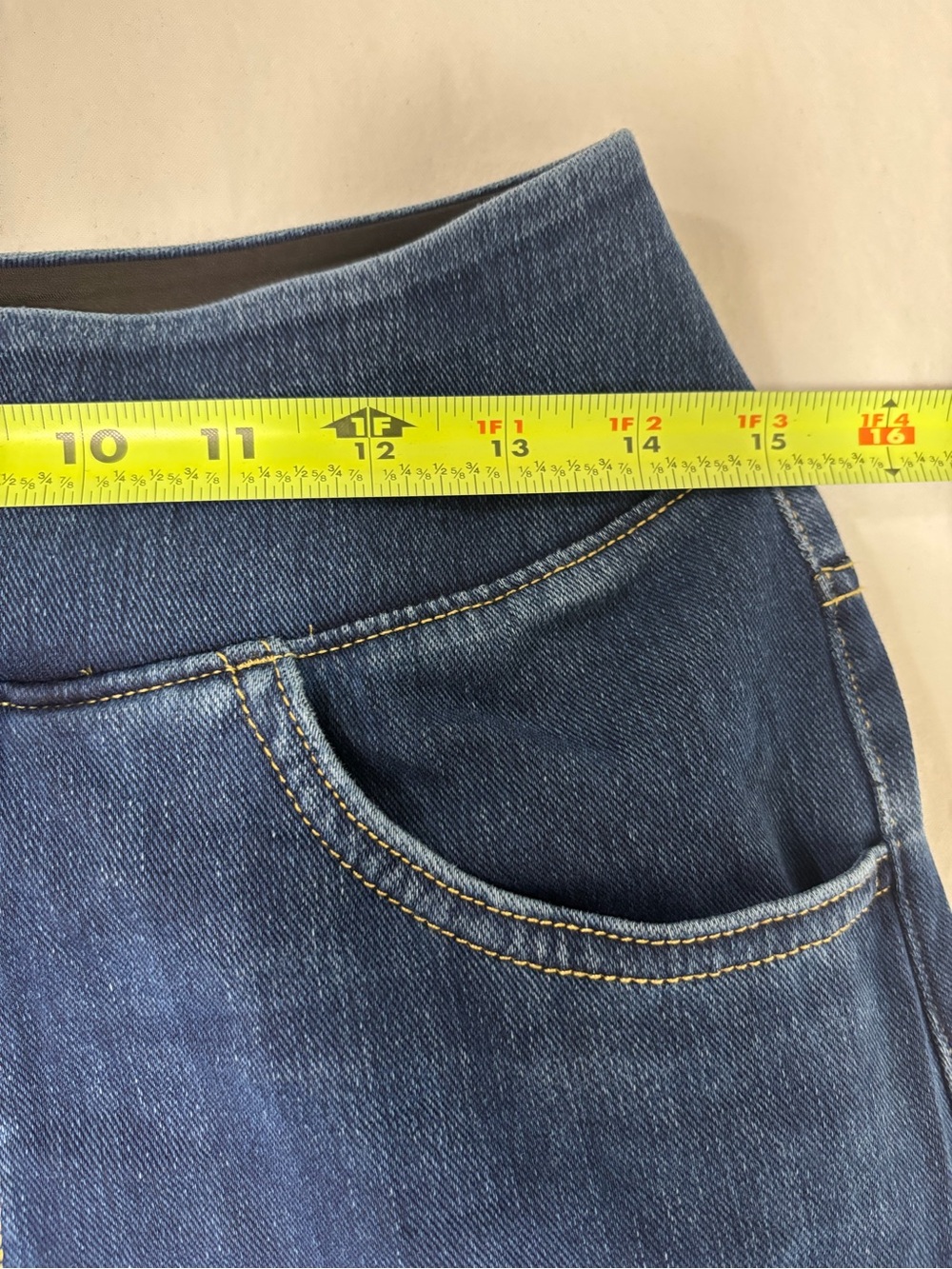 HALARA Navy Jeans with Gold Stitching - Picture 8 of 14